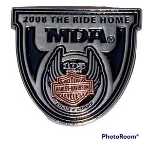Harley Davidson Pin 105th The Ride Home Hog Rally MDA 2008 Lapel Vest Coat